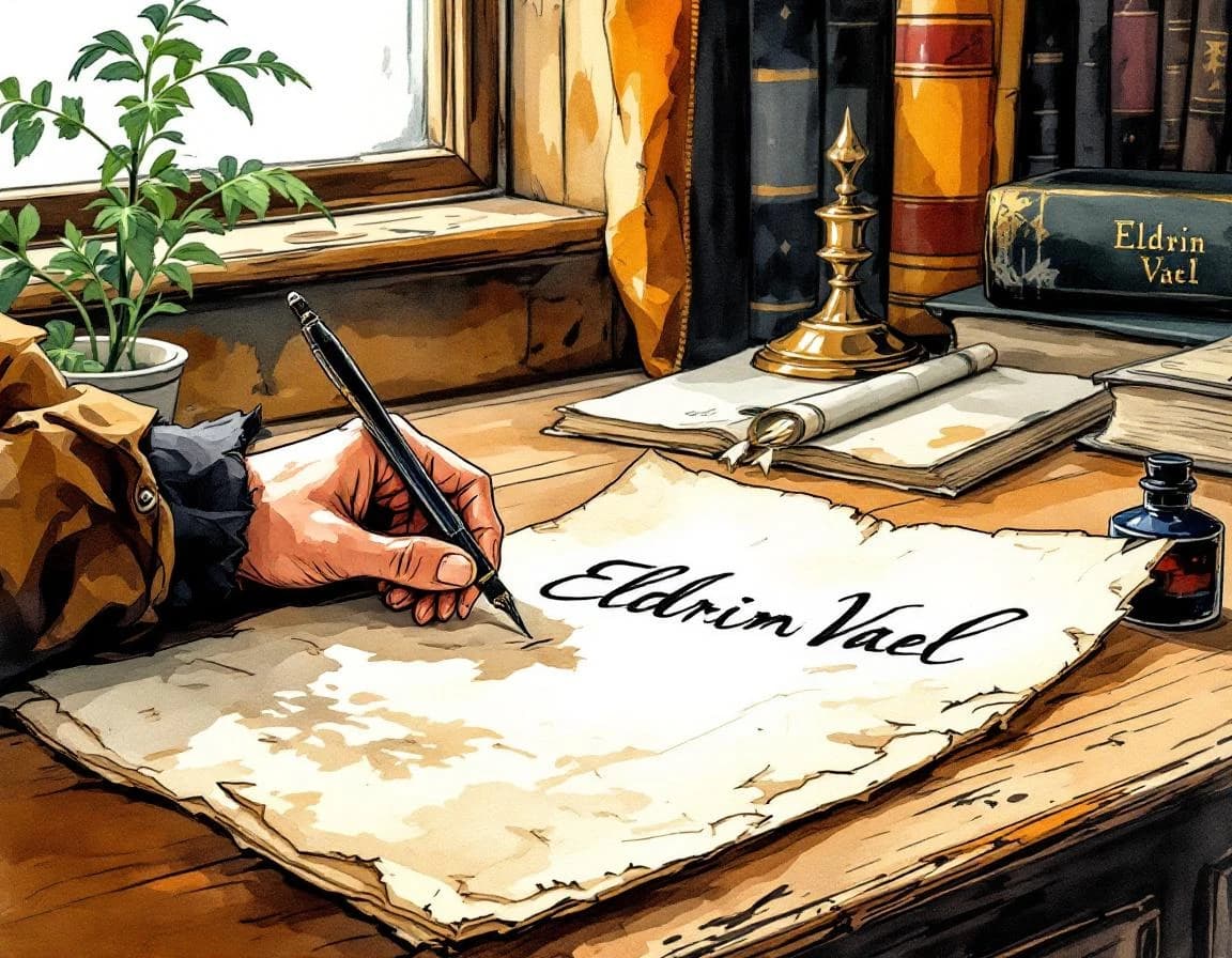 Fantasy Pen Name Generator conversion watercolor plate