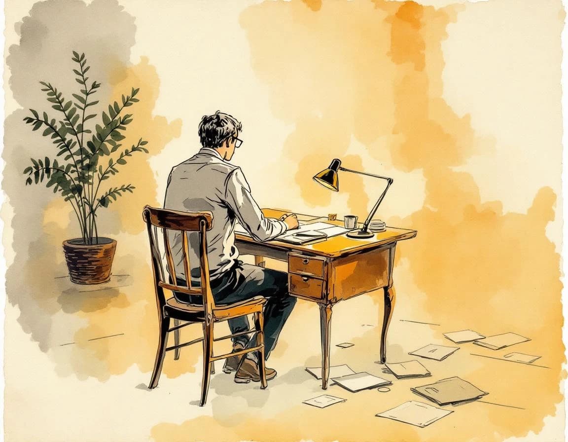 AI Novel Writer watercolor plate