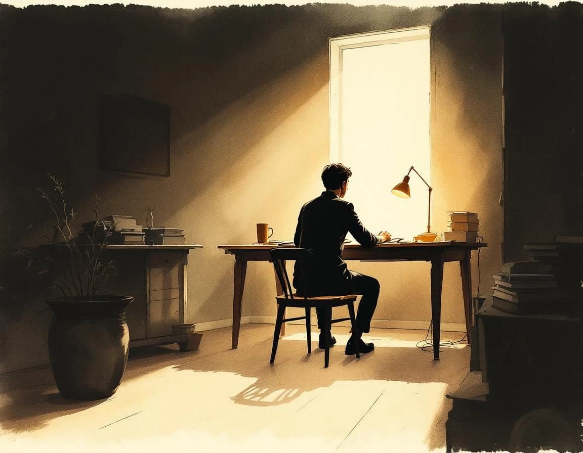 Thriller Novel Writer watercolor plate