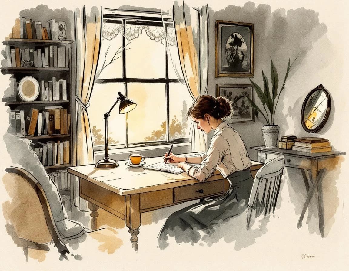 Historische Fiktion KI-Story-Generator – Aquarelltafel