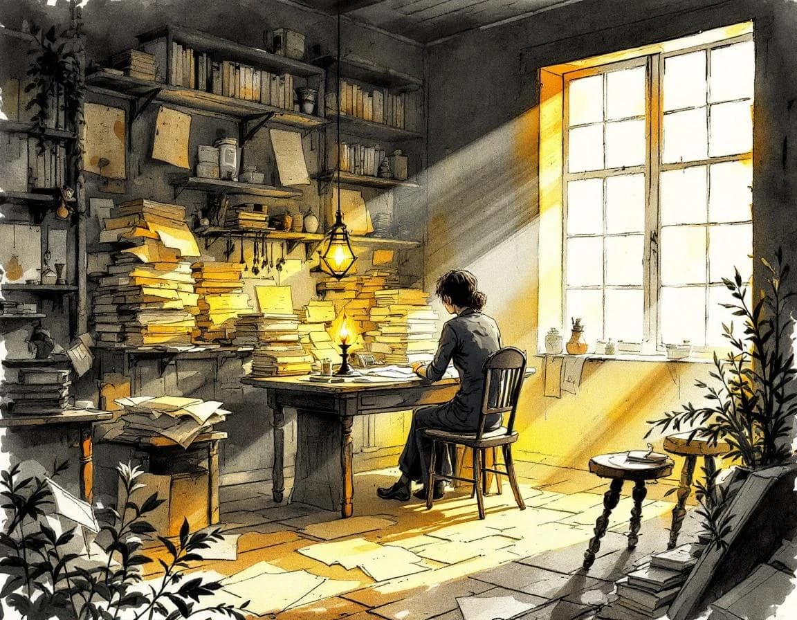 Science-Fiction KI-Story-Generator – Aquarelltafel