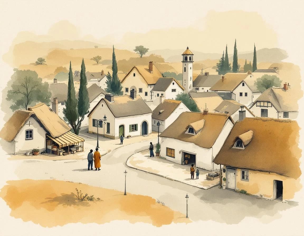 Aboriginal Town Generator conversion watercolor plate
