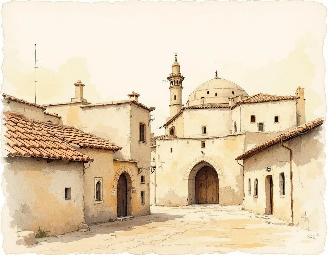 Ancient Greek Town Generator conversion watercolor plate