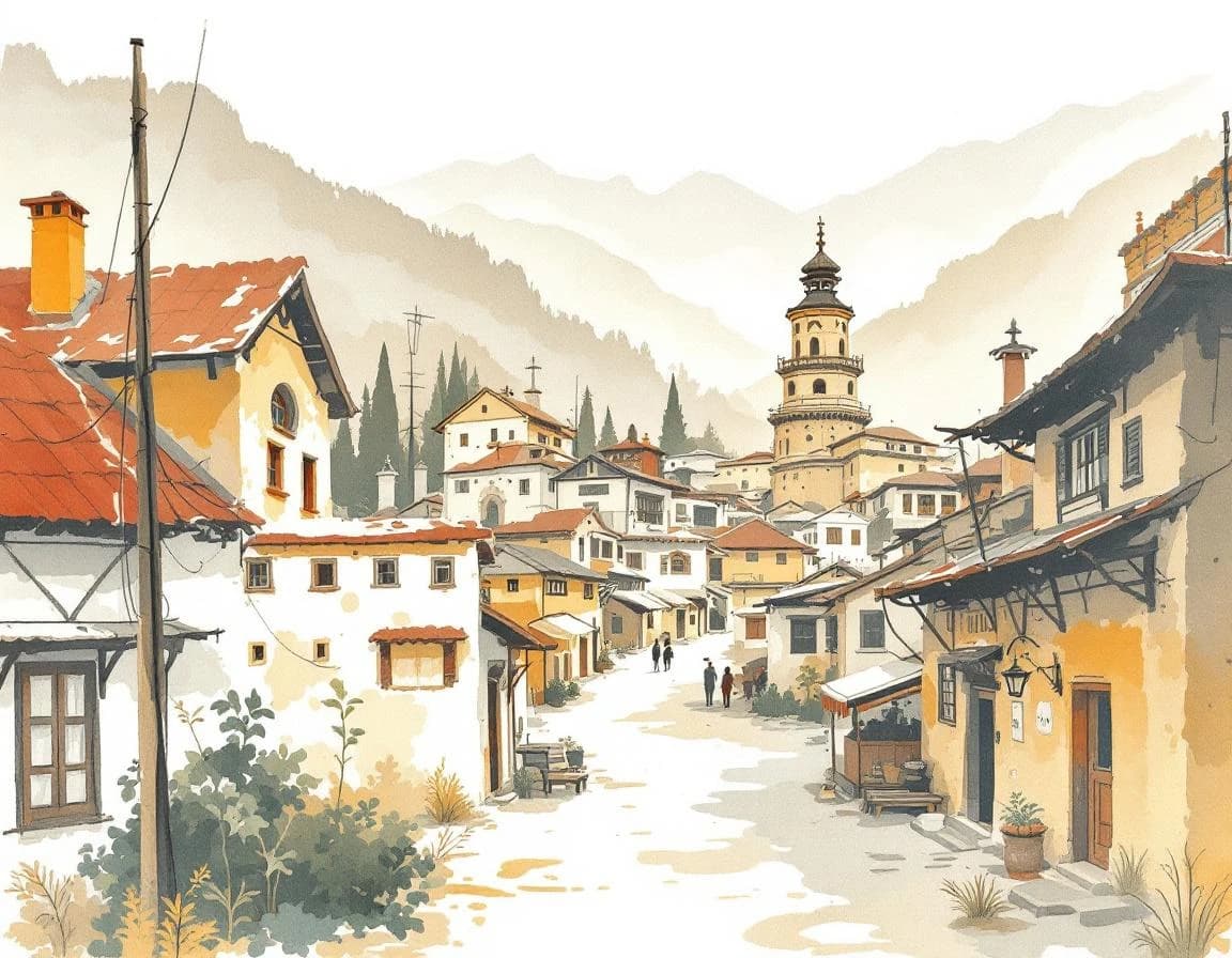 Ortsnamen-Generator für Zentralasien · Aquarelltafel für die Weitergabe