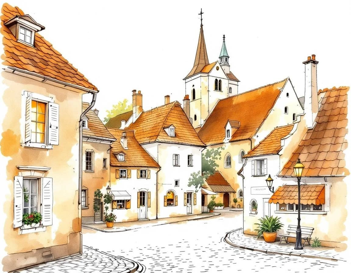 Ortsnamen-Generator für Südeuropa · Aquarelltafel für die Weitergabe