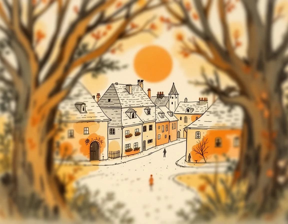 Gnome Town Generator conversion watercolor plate